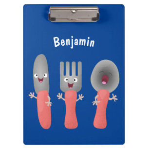 Cute knife fork and spoon cutlery cartoon clipboard