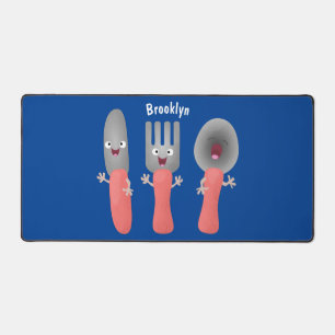 Cute knife fork and spoon cutlery cartoon desk mat