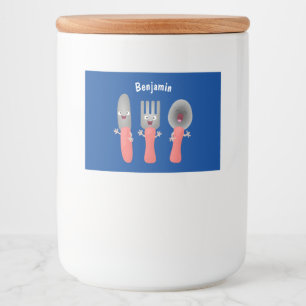 Cute knife fork and spoon cutlery cartoon food label