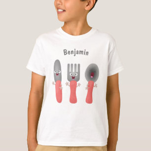 Cute knife fork and spoon cutlery cartoon T-Shirt
