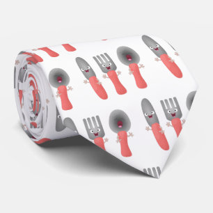 Cute knife fork and spoon cutlery cartoon tie