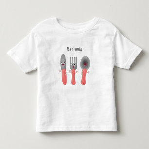 Cute knife fork and spoon cutlery cartoon toddler T-Shirt