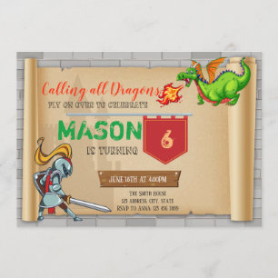 Cute knight party invitation