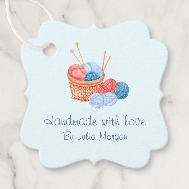 Cute Knit Homemade Hang Tag | blue (Front)