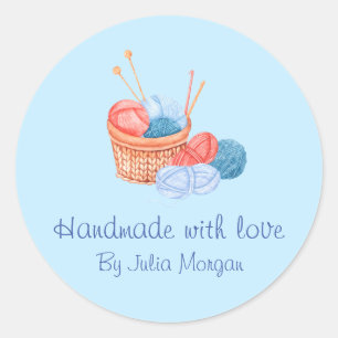 Cute Knit Homemade Label Blue