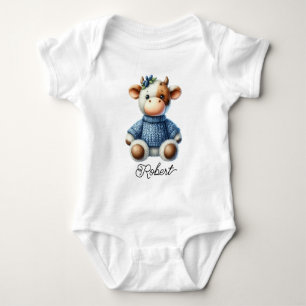 Cute Knitted Cow Baby Bodysuit
