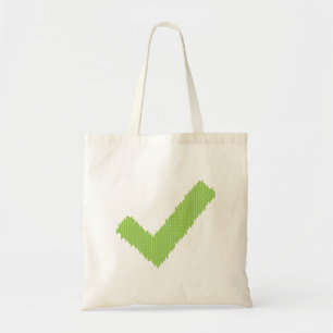 Cute Knitted Green Check Mark Tote Bag