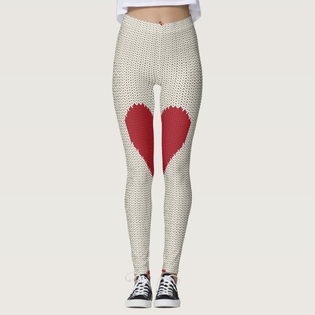 Cute Knitted Heart Effect Leggings (Front)
