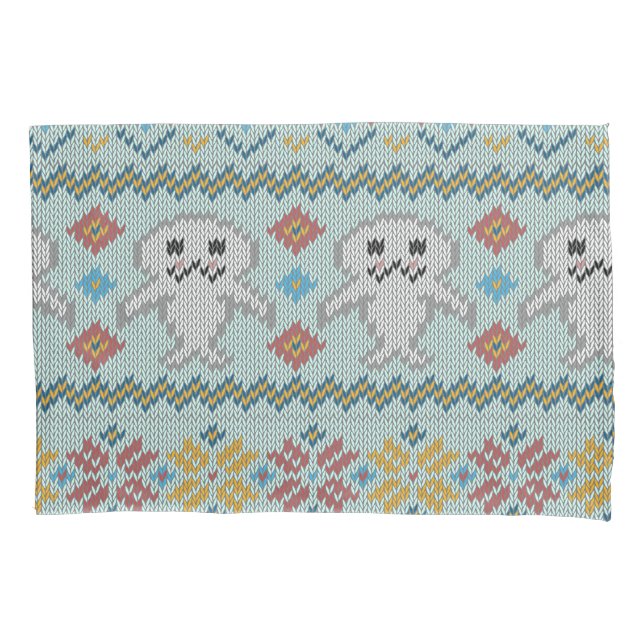 Cute Knitted Penguin and Seal Pattern Pillowcase (Front)