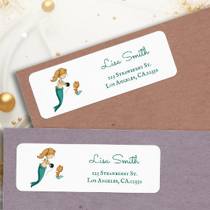 Cute Knitter Mermaid Cat Return Address