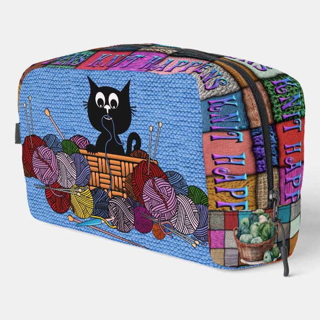 Cute Knitting Lover Knit Happens  Dopp Kit (Right Corner)