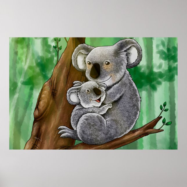 Cute Koala and Baby Poster (Front)