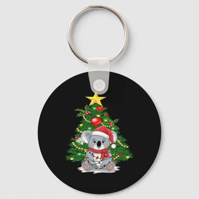Cute Koala And Christmas Tree Koala Lover Christma Key Ring (Front)