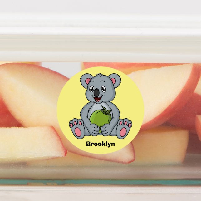 Cute koala and coconut cartoon illustration  (Affixed)