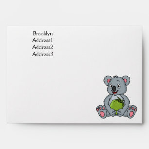 Cute koala and coconut cartoon illustration envelope