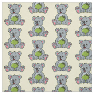 Cute koala and coconut cartoon illustration fabric