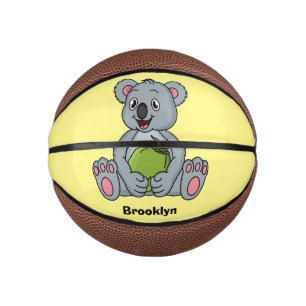 Cute koala and coconut cartoon illustration  mini basketball