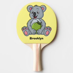 Cute koala and coconut cartoon illustration ping pong paddle