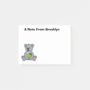 Cute koala and coconut cartoon illustration post-it notes