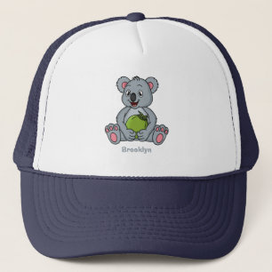 Cute koala and coconut cartoon illustration trucker hat