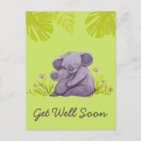 Cute Koala and Encouragement Get Well Green Postca