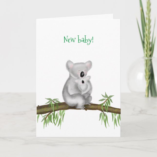 Cute koala and joey new baby card (Front)