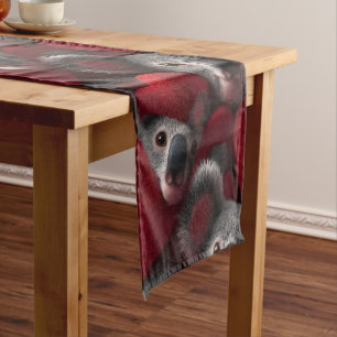 Cute Koala and Red Heart Seamless Pattern Short Table Runner