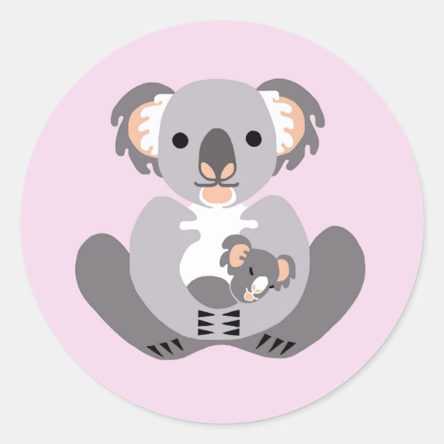 Cute KOALA -Aussie wildlife - Marsupial - Pink Classic Round Sticker (Front)