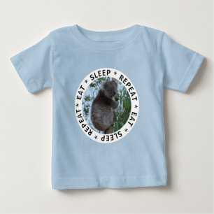 Cute Koala Australia Eat Sleep Repeat Baby Blue T-Shirt