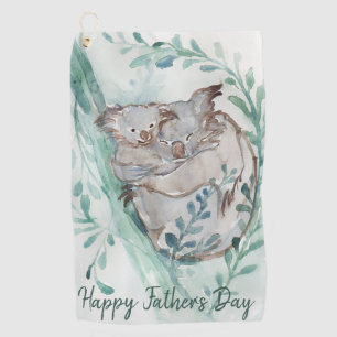 Cute Koala Baby Hug Watercolor Animal Father's Day Golf Towel