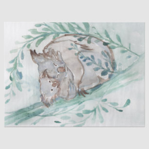 Cute Koala & Baby Watercolor Neutral Nursery Teal Tissue Paper