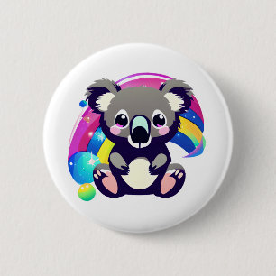 Cute Koala Bear and Rainbow  6 Cm Round Badge