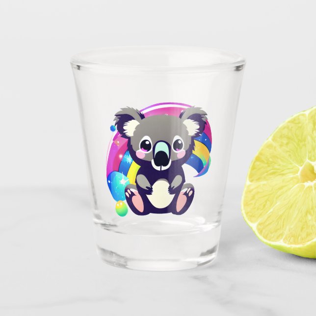 Cute Koala Bear and Rainbow  Shot Glass (Front)