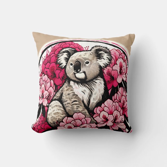 Cute Koala Bear Artwork Fun Koalas art             Cushion (Front)