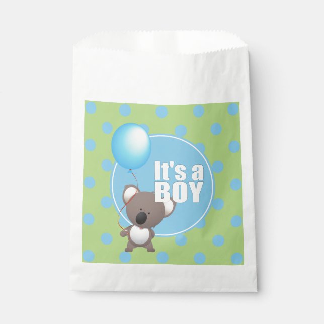 Cute Koala Bear Baby Boy Favour Bags (Front)