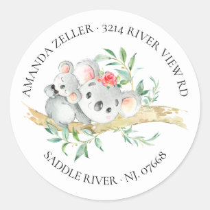 Cute Koala Bear Baby Shower Return Address Label