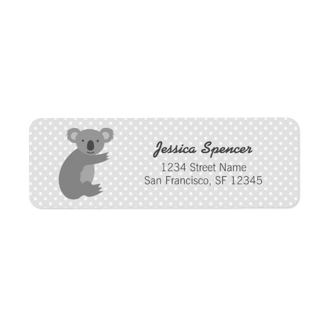 Cute koala bear baby shower return address labels (Front)