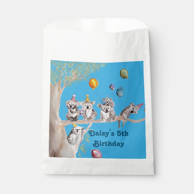 Cute Koala Bear Birthday Animal Party Favor Bags (Front)