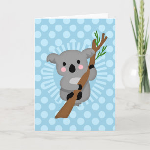 Cute Koala Bear - Blue Polka Dot Card