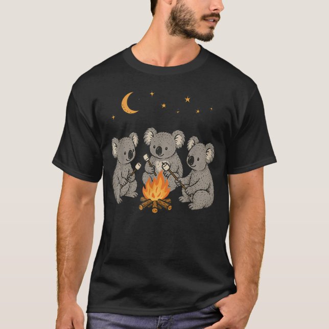 Cute Koala Bear Campfire T-Shirt (Front)