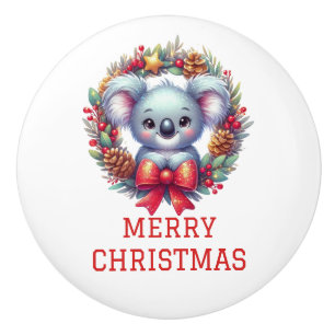 Cute Koala Bear Christmas Ceramic Knob