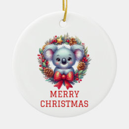 Cute Koala Bear Christmas Ceramic Tree Decoration