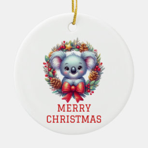 Cute Koala Bear Christmas Ceramic Tree Decoration