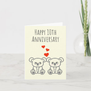 Cute Koala Bear Couple-Happy 10th Anniversary Card