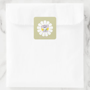 Cute koala Bear daisy flower Zoo Animal Love Square Sticker