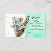 Cute Koala Bear Diaper Raffle Baby Shower Ticket