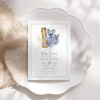 Cute Koala Bear Eucalyptus Leaves Baby Shower