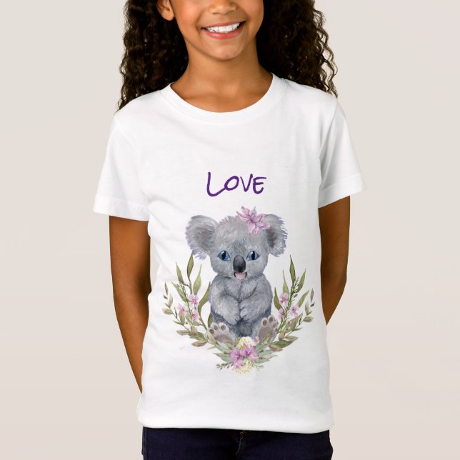 Cute Koala Bear Floral T-Shirt (Front)