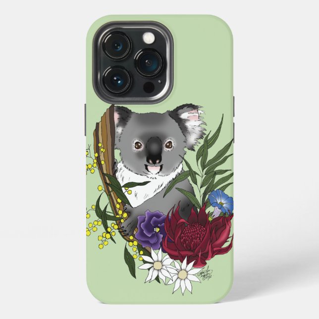 Cute Koala Bear Green Australian Wildlife Floral iPhone Case (Back)