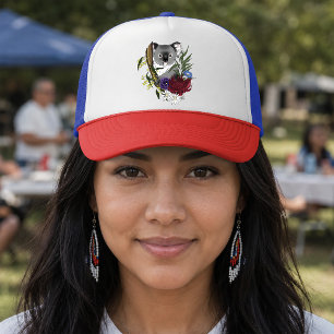 Cute Koala Bear Green Australian Wildlife Floral Trucker Hat
